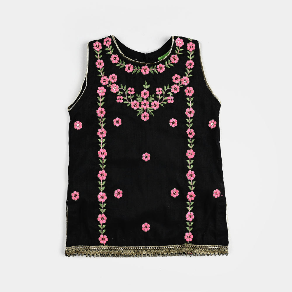 Infant Girls Raw Silk Fancy 2Pcs Little Beauty-BLACK