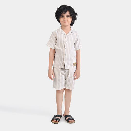 Boys Yarn Dyed Woven Suit-Sun & waves-B-BEIGE