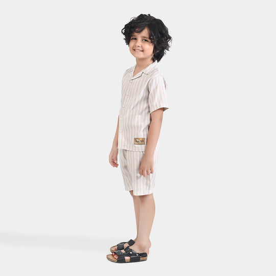 Boys Yarn Dyed Woven Suit-Sun & waves-B-BEIGE