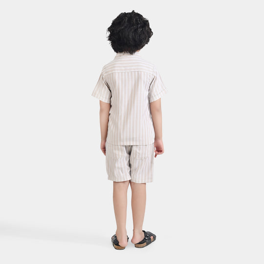 Boys Yarn Dyed Woven Suit-Sun & waves-B-BEIGE