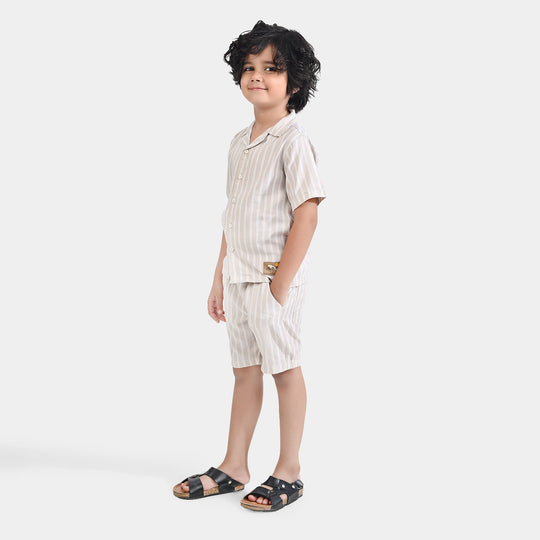 Boys Yarn Dyed Woven Suit-Sun & waves-B-BEIGE