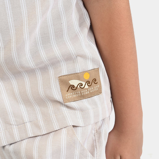 Boys Yarn Dyed Woven Suit-Sun & waves-B-BEIGE