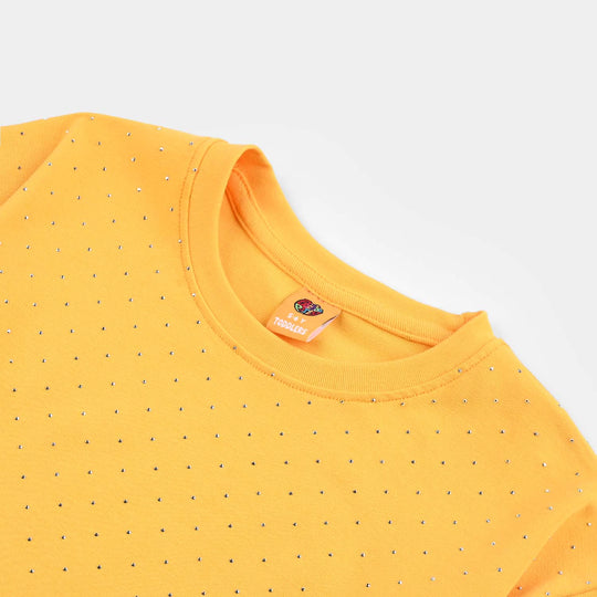 Girls Poly Jersey T-Shirt HS Silver Studs-Yellow