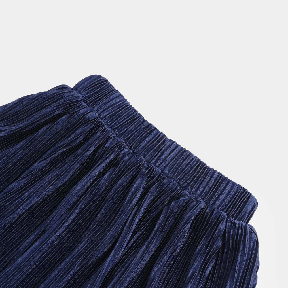 Infant Girls Chiffon Short Skirt Navy Crinkle-Navy Blue