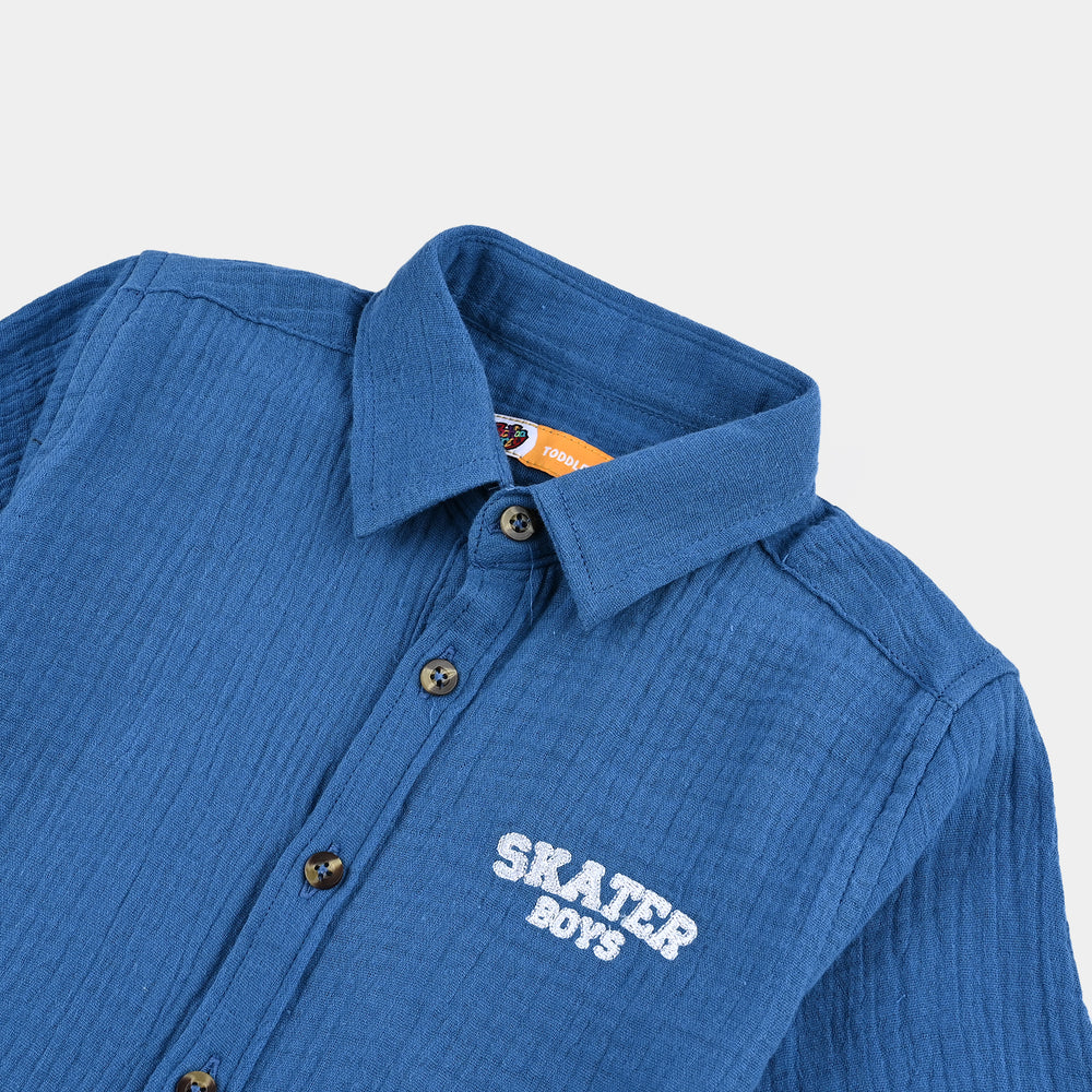 Boys Cotton Casual Shirt (Lost In Hawaii)-Blue