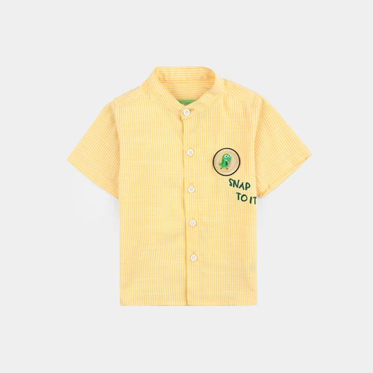 Infant Boys Yarn Dyed Basic Casual Shirt (Snap To IT)-Yellow