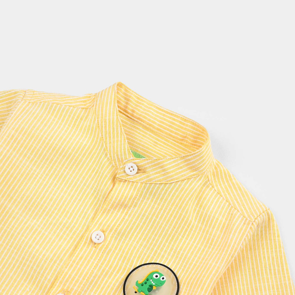 Infant Boys Yarn Dyed Basic Casual Shirt (Snap To IT)-Yellow