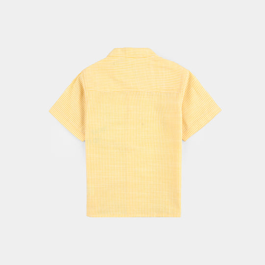 Infant Boys Yarn Dyed Basic Casual Shirt (Snap To IT)-Yellow