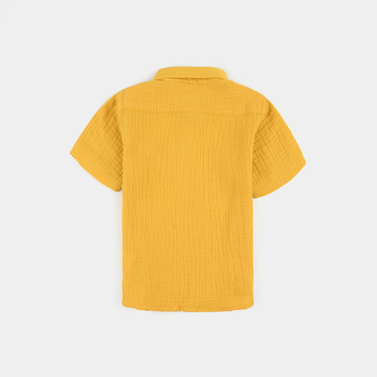 Infant Boys Cotton Casual Shirt (Traffic Rule)-Yellow
