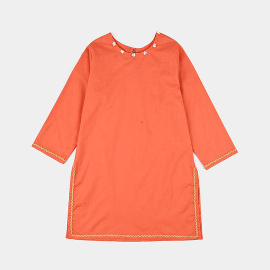 Girls Cotton Poplin Emb 3 Pcs Noir - ORANGE