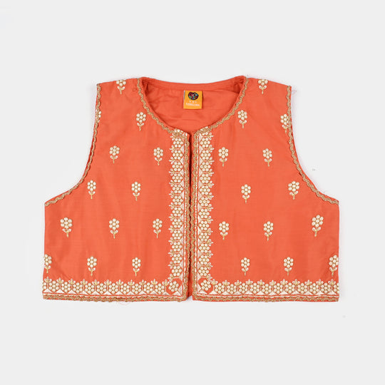 Girls Cotton Poplin Emb 3 Pcs Noir - ORANGE