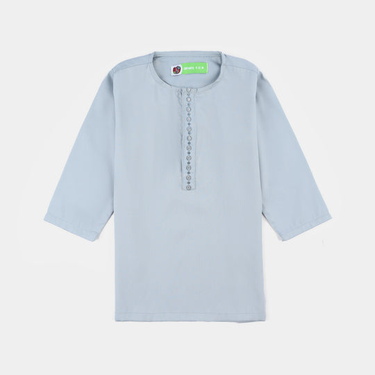 Infant Boys Poly Viscose Kurta Pajama (Lurex Dots)-Sky.Grey