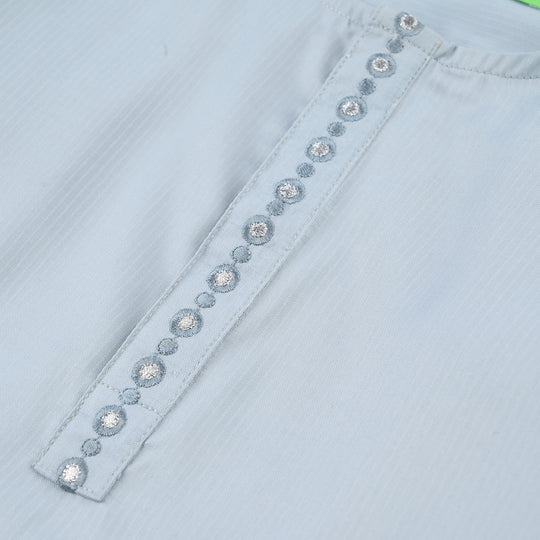 Infant Boys Poly Viscose Kurta Pajama (Lurex Dots)-Sky.Grey