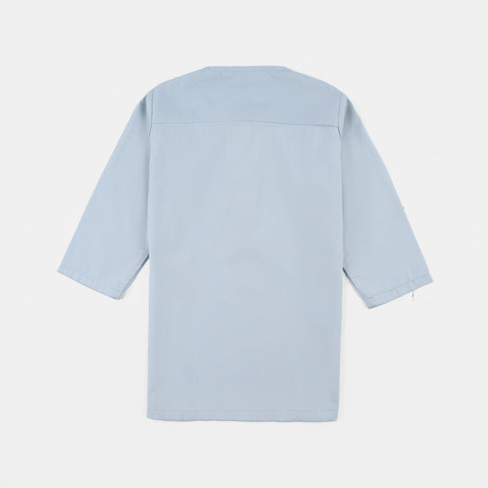 Infant Boys Poly Viscose Kurta Pajama (Lurex Dots)-Sky.Grey