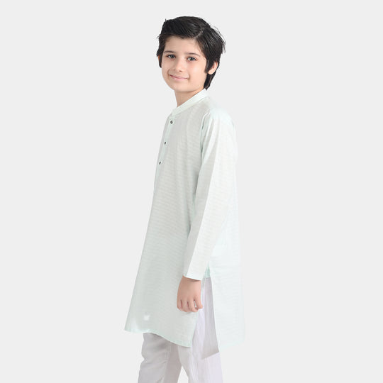 Boys Cotton Jacquard Basic Kurta (Salt Air)-SKY BLUE