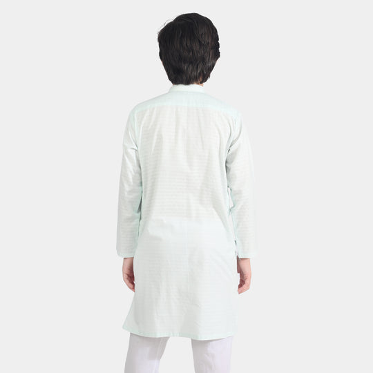 Boys Cotton Jacquard Basic Kurta (Salt Air)-SKY BLUE