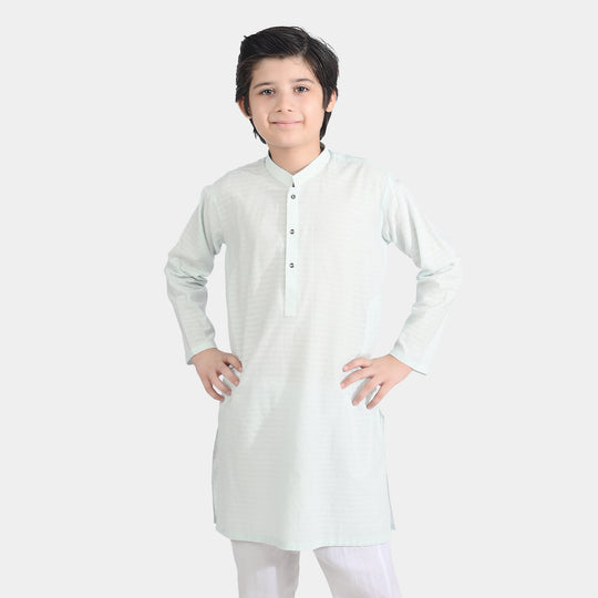 Boys Cotton Jacquard Basic Kurta (Salt Air)-SKY BLUE