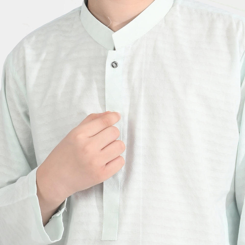 Boys Cotton Jacquard Basic Kurta (Salt Air)-SKY BLUE