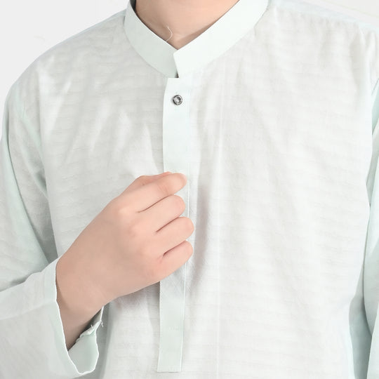 Boys Cotton Jacquard Basic Kurta (Salt Air)-SKY BLUE