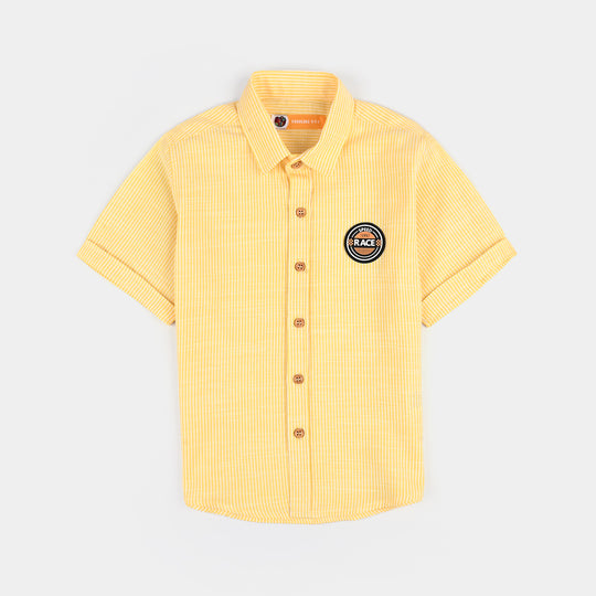 Boys Yarn Dyed Casual Shirt (Race)-Yellow Stripe