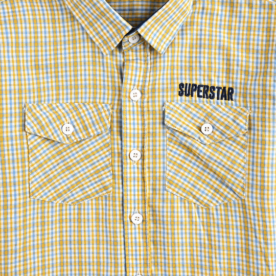 Boys Yarn Dyed Casual Shirt (Super Star)-Yellow Check