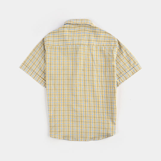 Boys Yarn Dyed Casual Shirt (Super Star)-Yellow Check