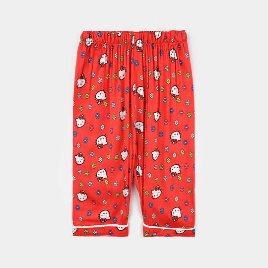 Infant Girls Viscose Nightwear-Kitty-RED