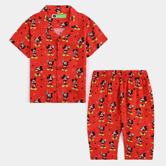 Infant Boys Viscose Nightwear-Mickey-RED