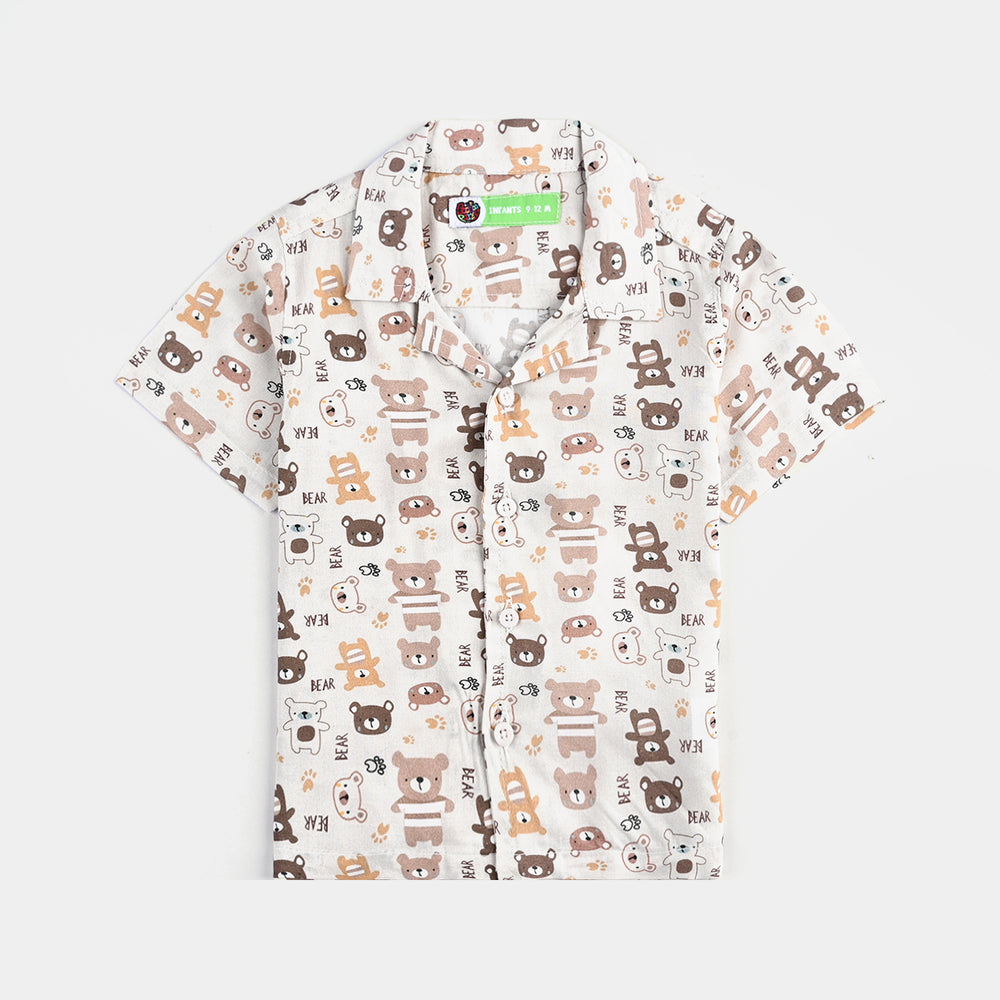 Infant Boys Viscose Nightwear-Bear-Off.White