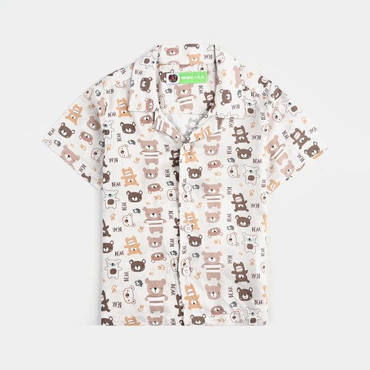 Infant Boys Viscose Nightwear-Bear-Off.White