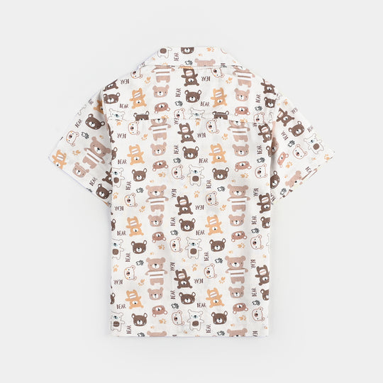 Infant Boys Viscose Nightwear-Bear-Off.White