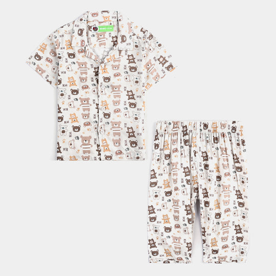 Infant Boys Viscose Nightwear-Bear-Off.White