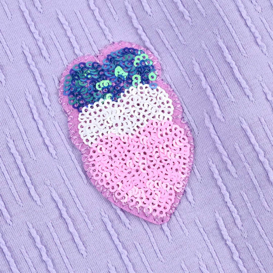 Girls Jacquard T-Shirt Hearts-Purple