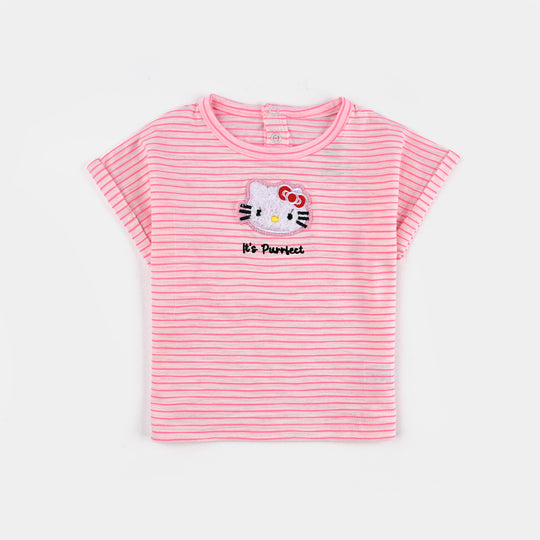 Infant Girls Yarn Dyed T-Shirt ITS Purrfect-C.Pink