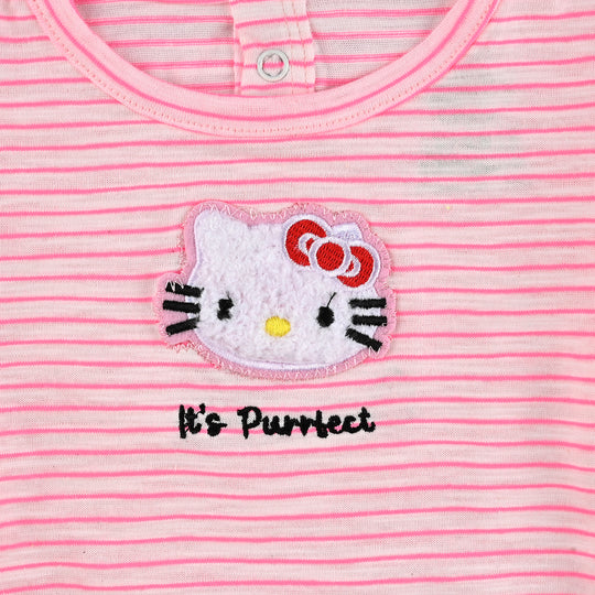 Infant Girls Yarn Dyed T-Shirt ITS Purrfect-C.Pink