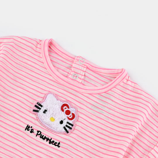 Infant Girls Yarn Dyed T-Shirt ITS Purrfect-C.Pink