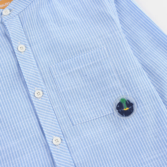 Boys Cotton Casual Shirt (Chill Vibes)-L/BLUE