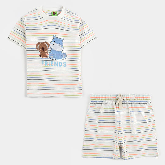 Infant Boys Yarn Dyed Suit Friends-Multi