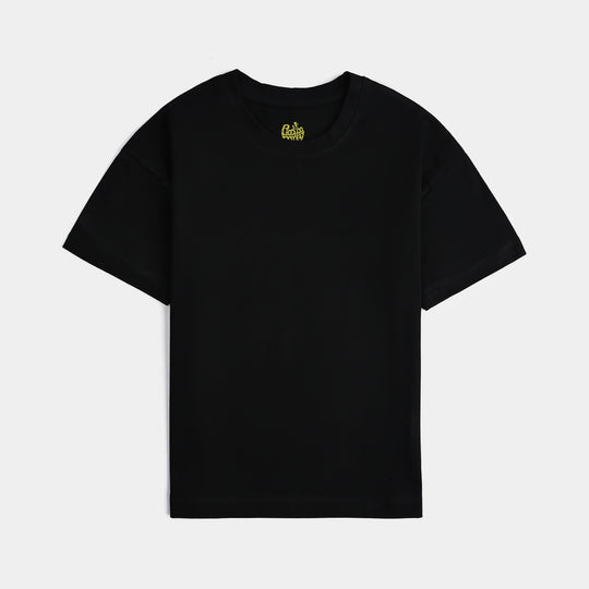 Boys Lycra Jersey T-Shirt Basic-BLACK
