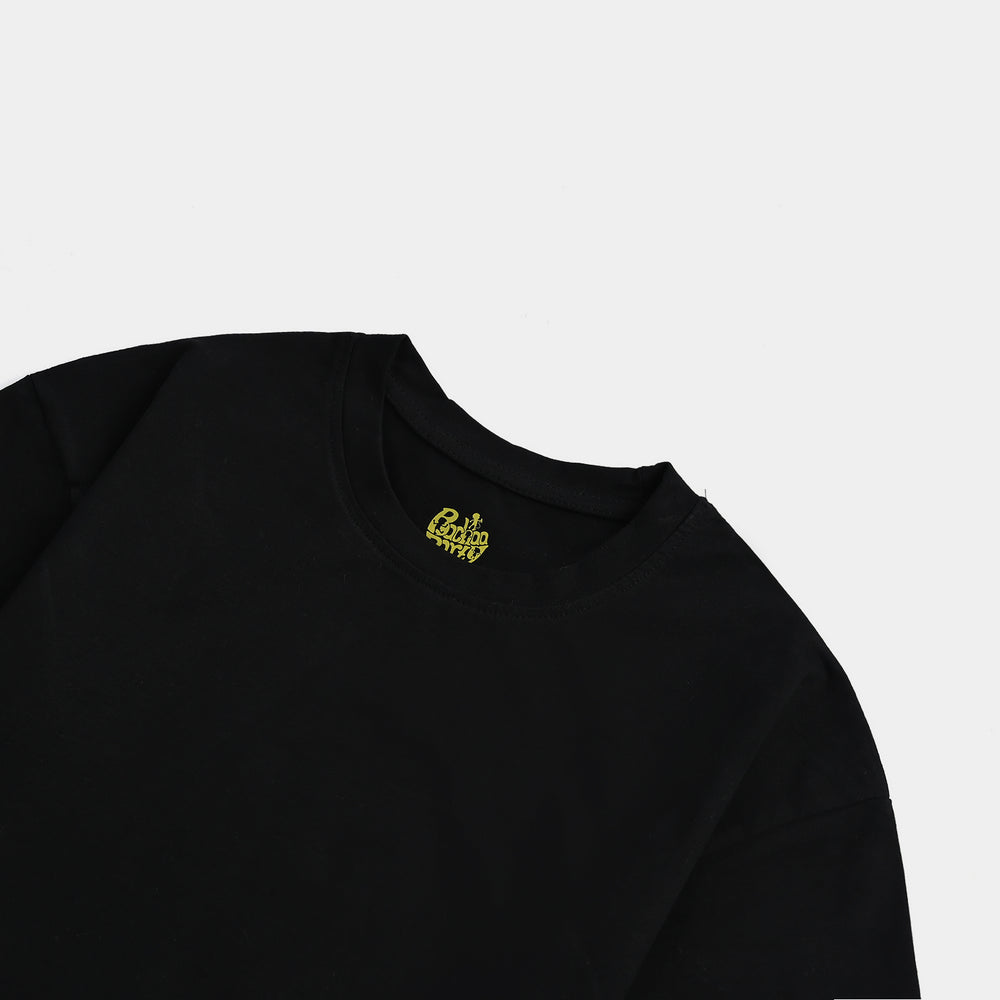 Boys Lycra Jersey T-Shirt Basic-BLACK