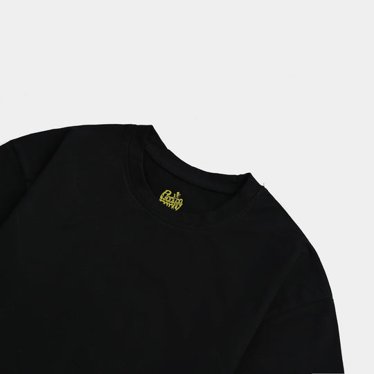 Boys Lycra Jersey T-Shirt Basic-BLACK