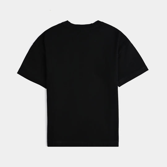Boys Lycra Jersey T-Shirt Basic-BLACK