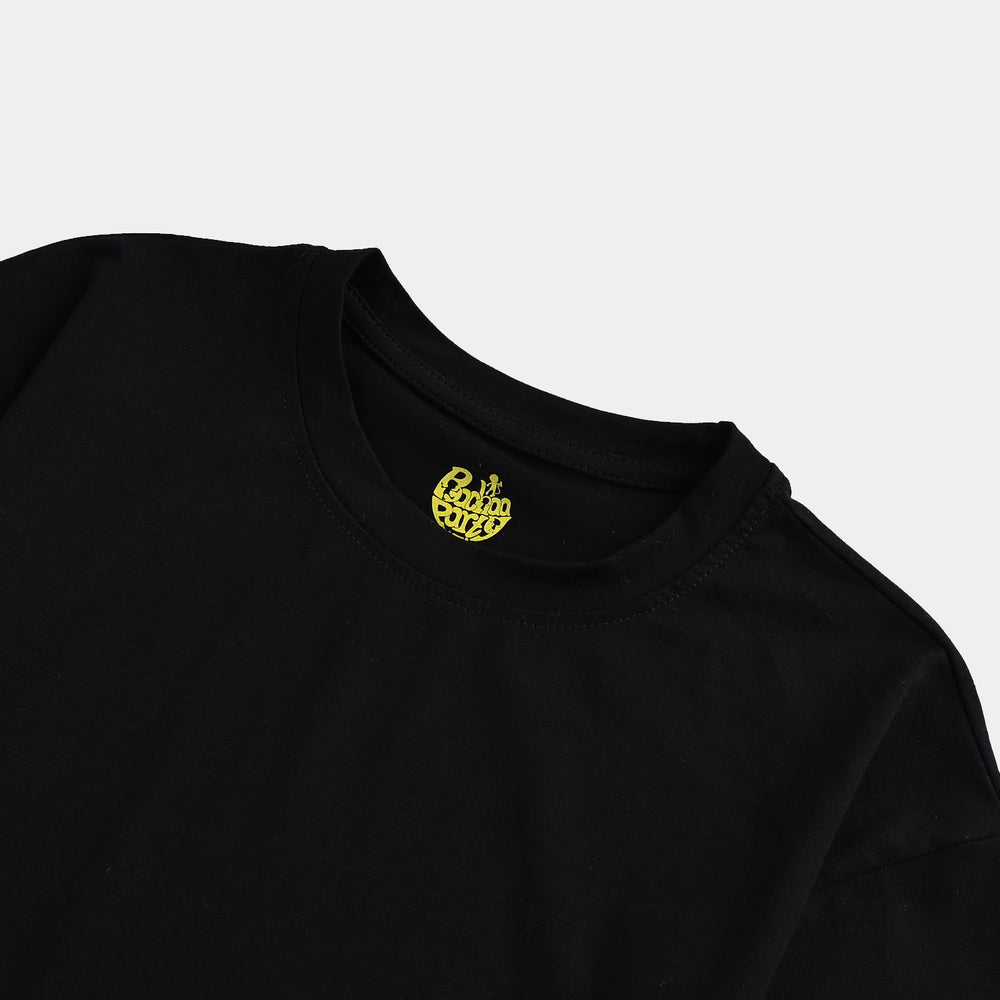 Girls Lycra Jersey T-Shirt Basic-BLACK
