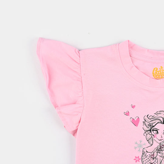 Girls Lycra Jersey T-Shirt H/S Character-Pink