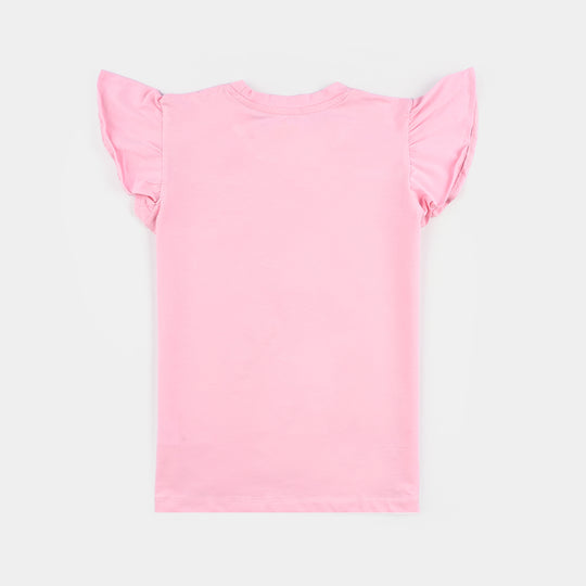 Girls Lycra Jersey T-Shirt H/S Character-Pink