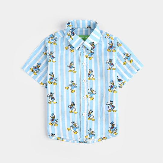 Infant Boys Cotton Slub Shirt-Light Blue