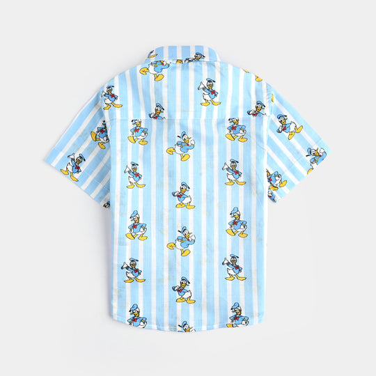 Infant Boys Cotton Slub Shirt-Light Blue
