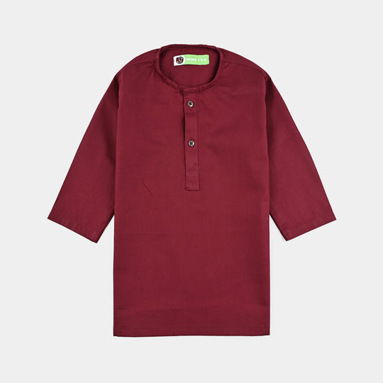 Infant Boys Cotton Poplin Basic Kurta-Red
