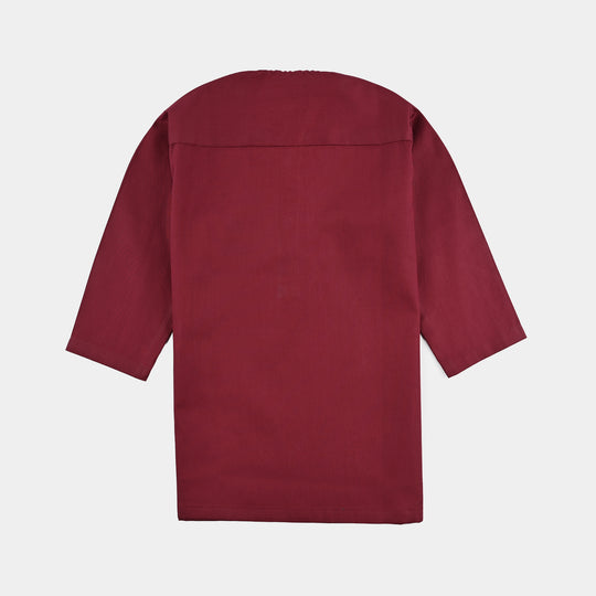 Infant Boys Cotton Poplin Basic Kurta-Red