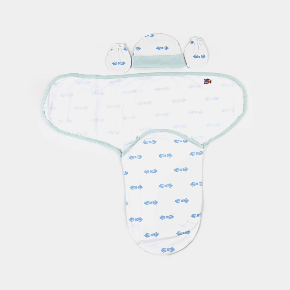 Baby Swaddle with Cap & Mittens Set